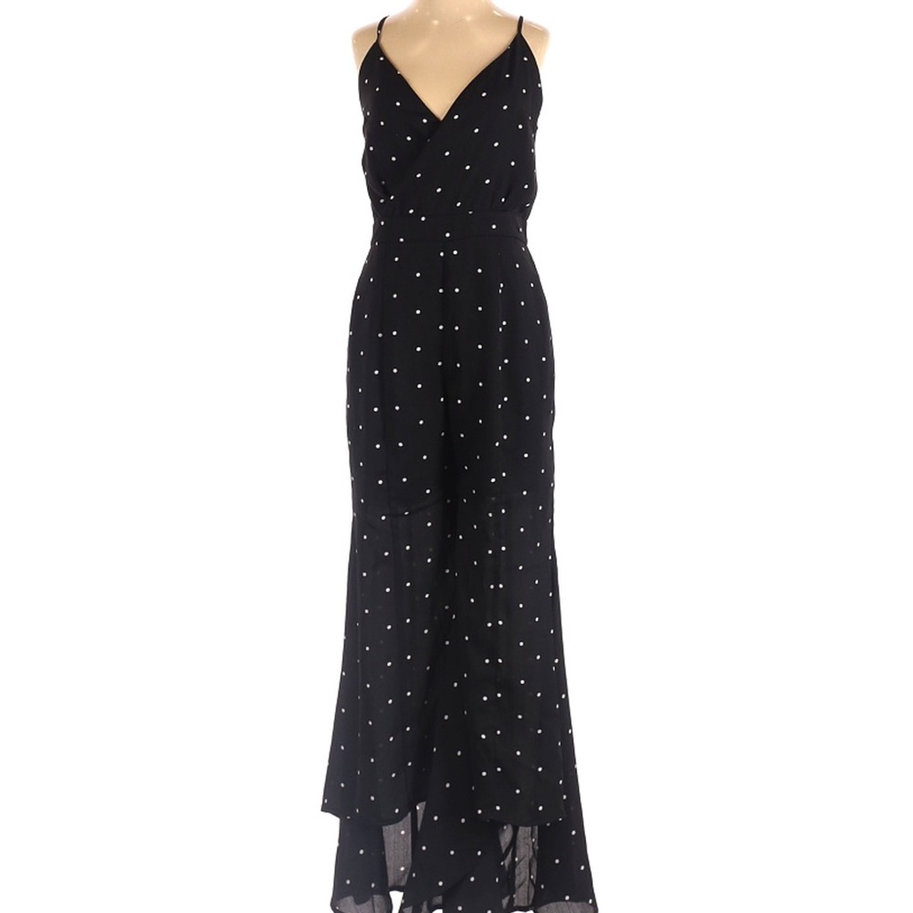 Flair The Label Black White Polka Dot Bell Bottom Jumpsuit